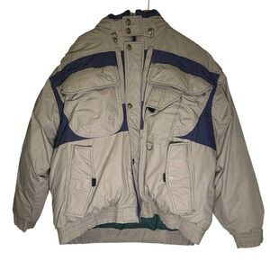 STRATOJAC Down‎ Filled Jacket 2XLT Tan Navy Blue Puffer Winter Warm Coat Parka
